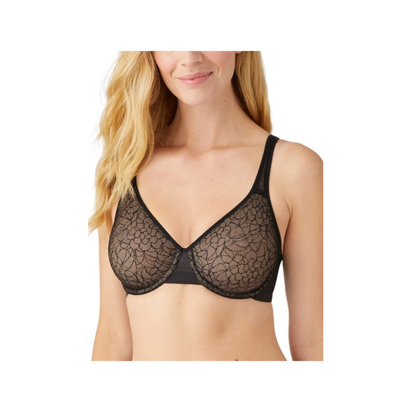 Wacoal All Edge Underwire Bra Women Sz 40DD Black Lace Cups Full Coverage Modern - Picture 7 of 7